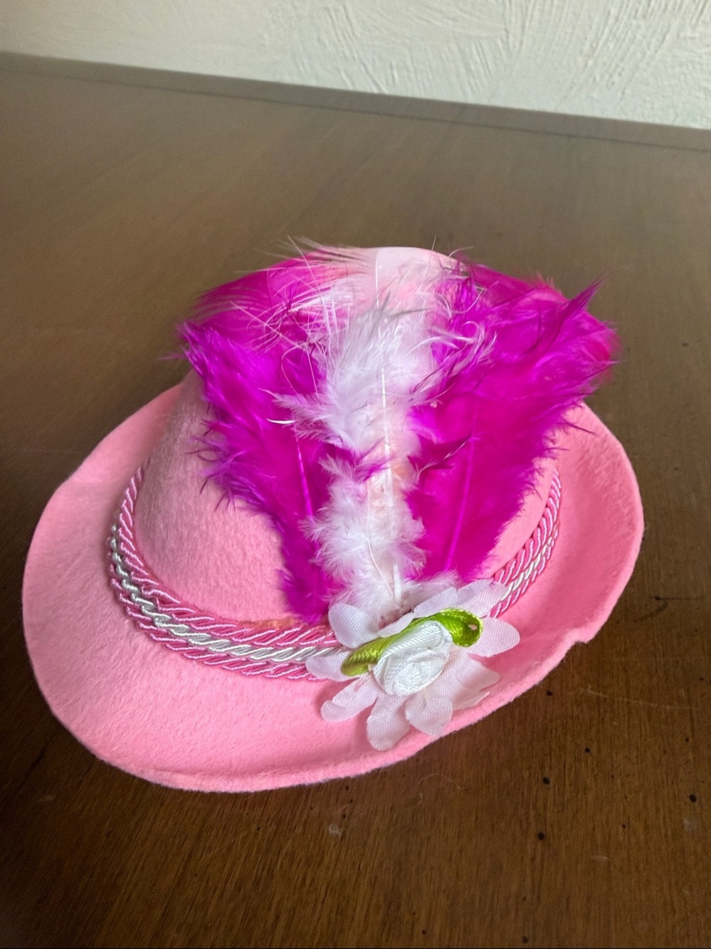 Octoberfest Pink Felt Hat with Feather Trim